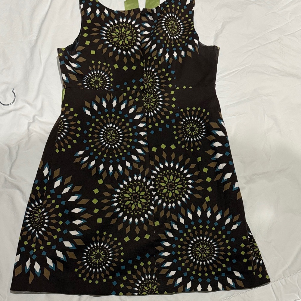Jessica Howard  Sleeveless Brown and Green Patterned Mini Dress - Picture 4 of 10